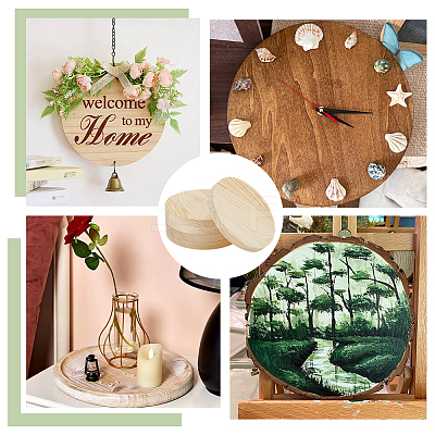 Flat Round Unfinished Wood Slice WOOD-WH0029-190B-1