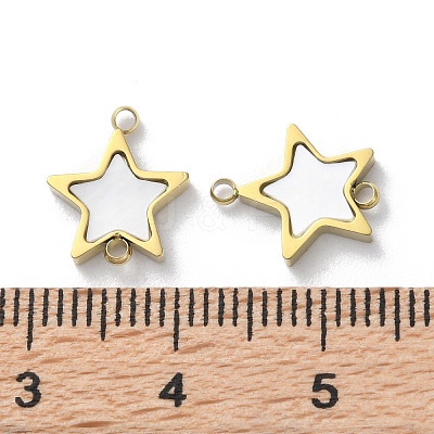 Ion Plating(IP) 304 Stainless Steel Pave White Shell Connector Charms STAS-Z099-03G-01-1