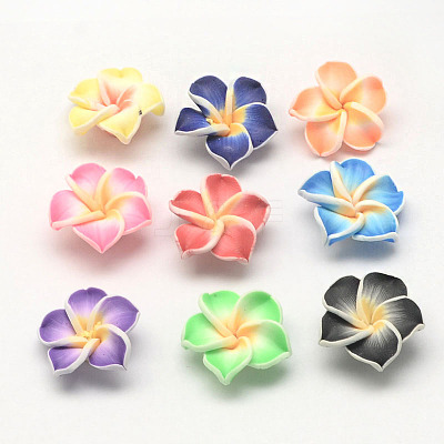 Handmade Polymer Clay 3D Flower Plumeria Beads CLAY-Q192-30mm-M-1