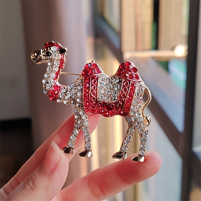Camel Shape Alloy Rhinestone Brooches PW-WGB6D4F-01-1