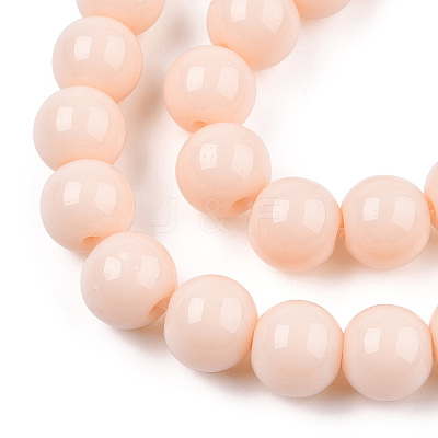Opaque Solid Color Glass Beads Strands GLAA-T032-P8mm-09-1