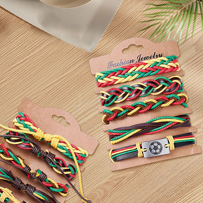 Leather Cord Braided Bracelets Set for Men Women BJEW-CL0001-43B-1
