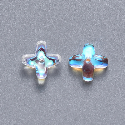 Transparent Spray Painted Glass Beads GLAA-R211-06-D01-1