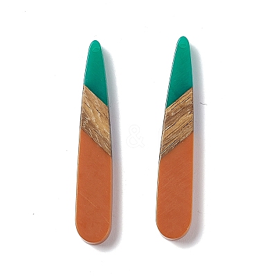 Opaque Resin & Walnut Wood Pendants RESI-M027-12J-1