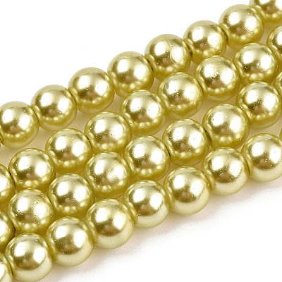 Baking Paint Pearlized Glass Pearl Round Bead Strands HY-Q003-6mm-67A-1