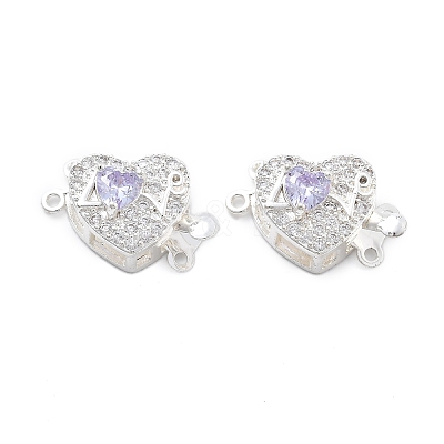 Brass Micro Pave Cubic Zirconia Box Clasps KK-B125-07S-02-1