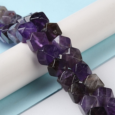 Natural Amethyst Star Cut Round Beads Strands G-M418-C01-01-1