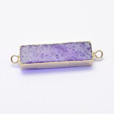 Electroplated Natural Druzy Agate Links/Connectors G-G656-02-1