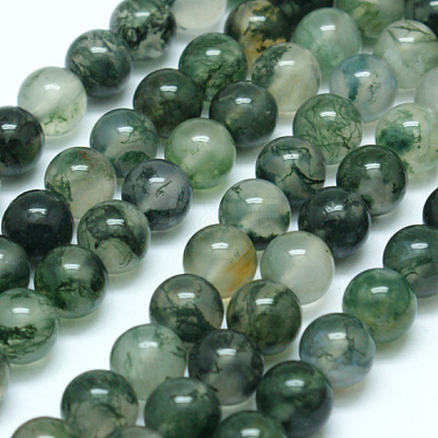 Natural Moss Agate Beads Strands G-I199-06-6mm-1