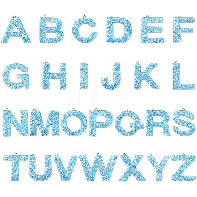 26Pcs 26 Styles Transparent Epoxy Resin Pendants CRES-YW0002-28J-1