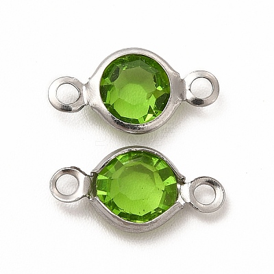 304 Stainless Steel with Glass Connector Charms STAS-G305-08P-01-1