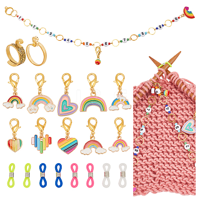 Rainbow DIY Knitting Tool Sets HJEW-NB00058-1