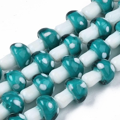 Mushroom Handmade Lampwork Beads Strands LAMP-R116-25-1