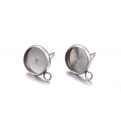 Non-Tarnish 304 Stainless Steel Stud Earring Settings STAS-H467-08P-8mm-1