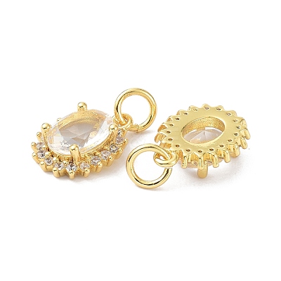 Brass Cubic Zirconia Charms ZIRC-C022-14G-1