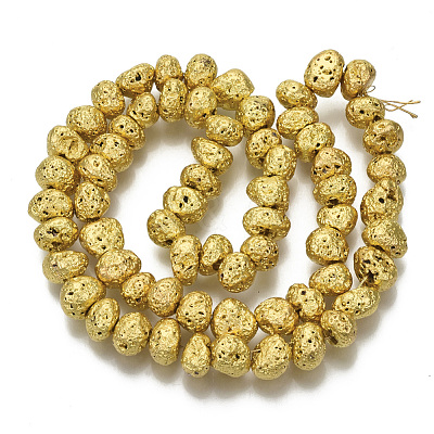 Electroplated Natural Lava Rock Beads Strands G-S352-29-1