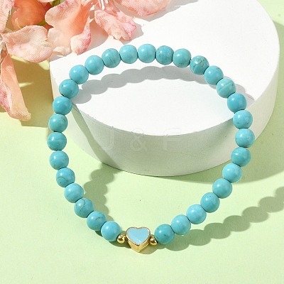 Natural & Synthetic Gemstone Round Beaded Stretch Bracelets BJEW-JB09881-1