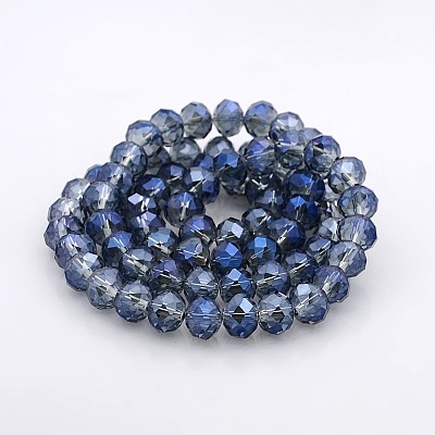 Full Rainbow Plated Faceted Rondelle Glass Beads Strands GLAA-A024F-FR03-1