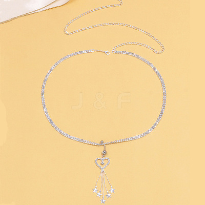 Heart & Star Tassel Brass Crystal Rhinestone Waist Chains with Belly Rings FS-WG9C1C0-01-1