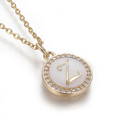 Brass Initial Pendant Necklaces NJEW-I230-24G-Z-1