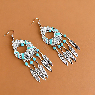 Ethnic Style Alloy & Resin Tassel Chandelier Earrings for Women WG9E5ED-02-1
