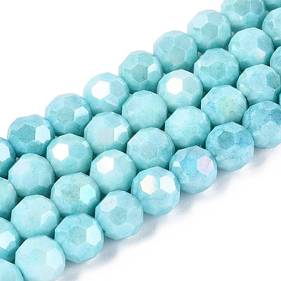 Anti-Tarnish Electroplate Glass Beads Strands EGLA-ZX010-8mm-10-1