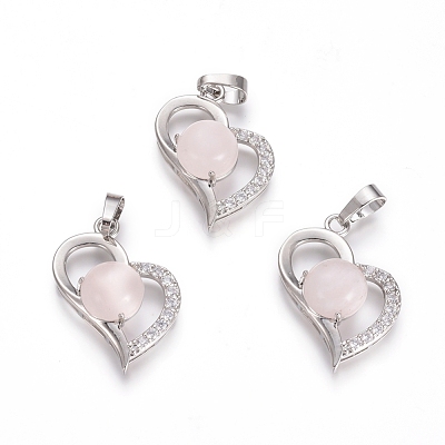 Natural Rose Quartz Pendants X-G-L512-O13-1