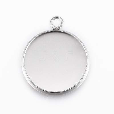 Tarnish Resistant 304 Stainless Steel Pendant Cabochon Settings STAS-E146-18P-18mm-1