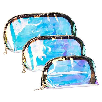 3Pcs 3 Style Laser Portable TPU Transparent Waterpoof Makeup Storage Bag MRMJ-CP0001-16-1
