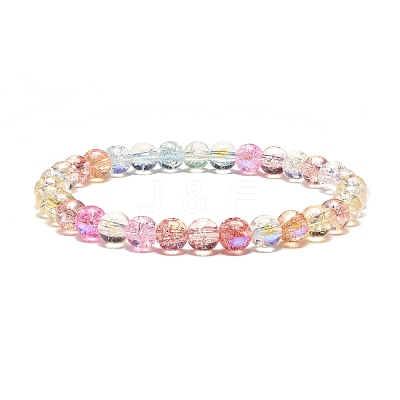 Sparkling Crackle Glass Round Beads Stretch Bracelets Set BJEW-JB07189-1