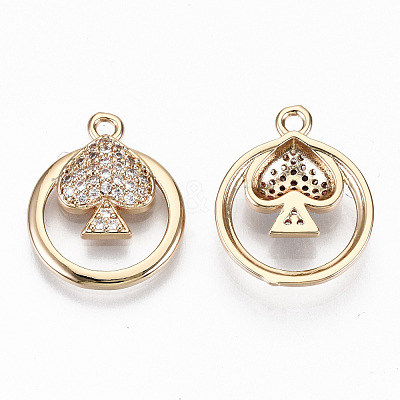 Brass Micro Pave Cubic Zirconia Pendants X-KK-S359-024-RS-1