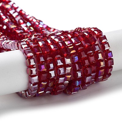 Electroplate Glass Beads Strands EGLA-R030-4x4mm-04-1