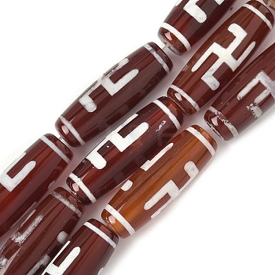 Rice Shape Tibetan Style dZi Beads Strands G-A269-A16-01-1