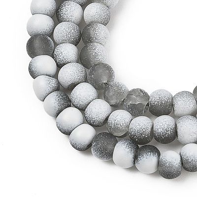 Frosted Crackle Glass Beads Strands GLAA-U001-4mm-M06-1