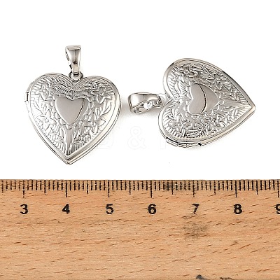 Floral Embossed Brass Locket Pendants KK-CBA7157-02P-1