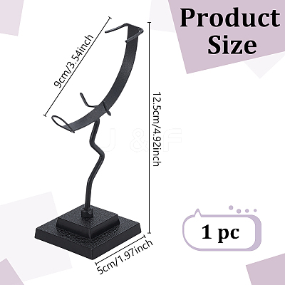 Moon Shaped Alloy Crystal Ball Holder PALLOY-WH0816-007EB-1