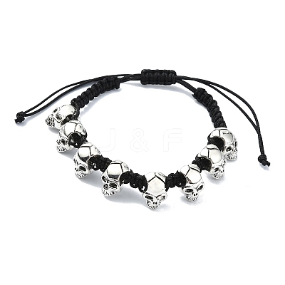 Halloween Theme Adjustable Nylon Cord Braided Beads Bracelets BJEW-JB10917-S-1