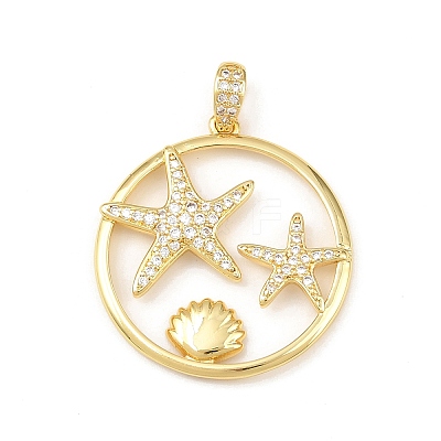Ocean Brass Micro Pave Cubic Zirconia Pendants KK-K411-04C-G-1