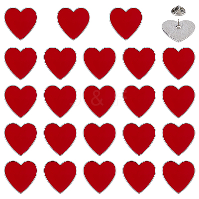 24Pcs Heart Enamel Pins JEWB-FG0001-63-1