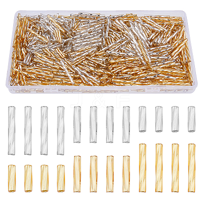 1422Pcs 6 Style Glass Twisted Bugle Beads SEED-FH0001-11-1