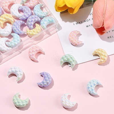 30Pcs 6 Colors UV Plating Opaque Acrylic Beads OACR-YW0004-66-1