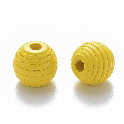Painted Natural Wood Beehive European Beads WOOD-Q040-019A-A03-1