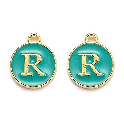 Golden Plated Alloy Enamel Charms X-ENAM-Q437-15R-1