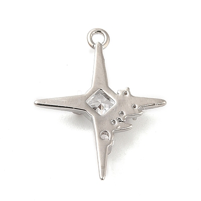 Brass Micro Pave Cubic Zirconia Pendants X-KK-Q772-04P-1