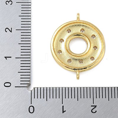 Rack Plating Brass Clear Cubic Zirconia Donut Connector Charms KK-A234-030G-01-1