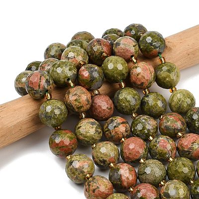 Natural Unakite Beads Strands G-C249-A174-16mm-1