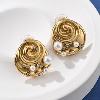 304 Stainless Steel Clear Cubic Zirconia Stud Earrings EJEW-R020-05G-03-1