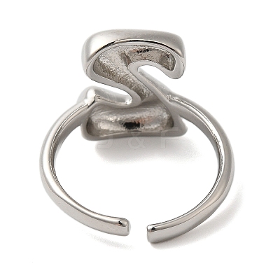 Initials Brass Open Cuff Ring for Women RJEW-N046-02Z-P-1