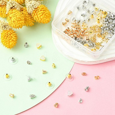 142Pcs 8 Style Brass & Silicone Earring Nuts KK-YW0001-44-1