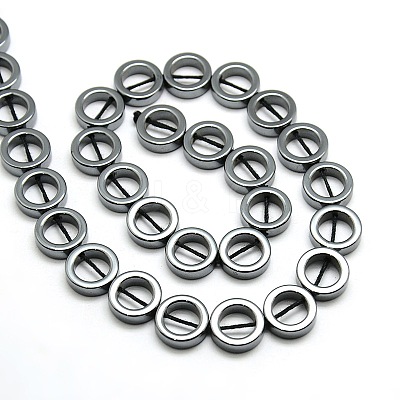 Non-magnetic Synthetic Hematite Donut Beads Strands G-F161-40-1